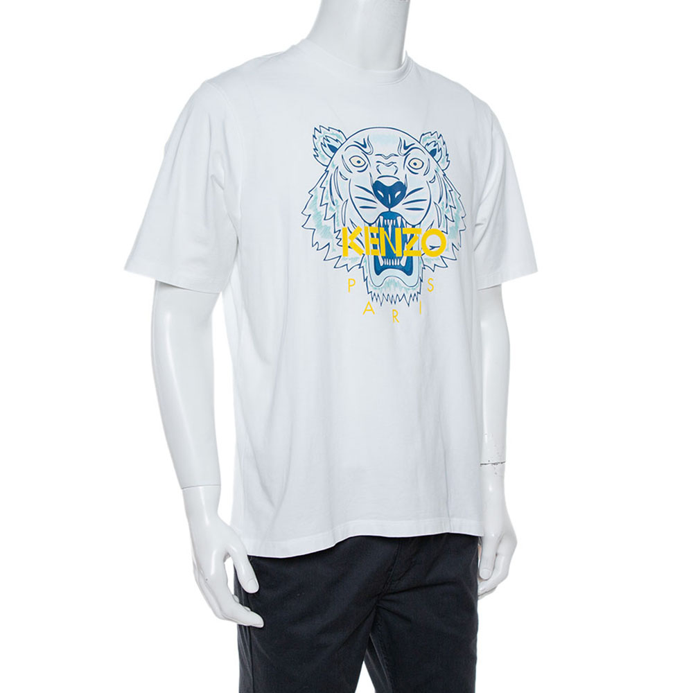 

Kenzo White Cotton Jersey Tiger Print Crew Neck T-Shirt