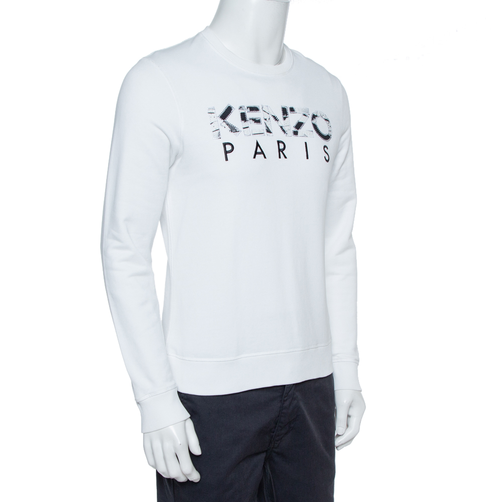 

Kenzo White Cotton Kenzo Paris Embroidered Sweatshirt