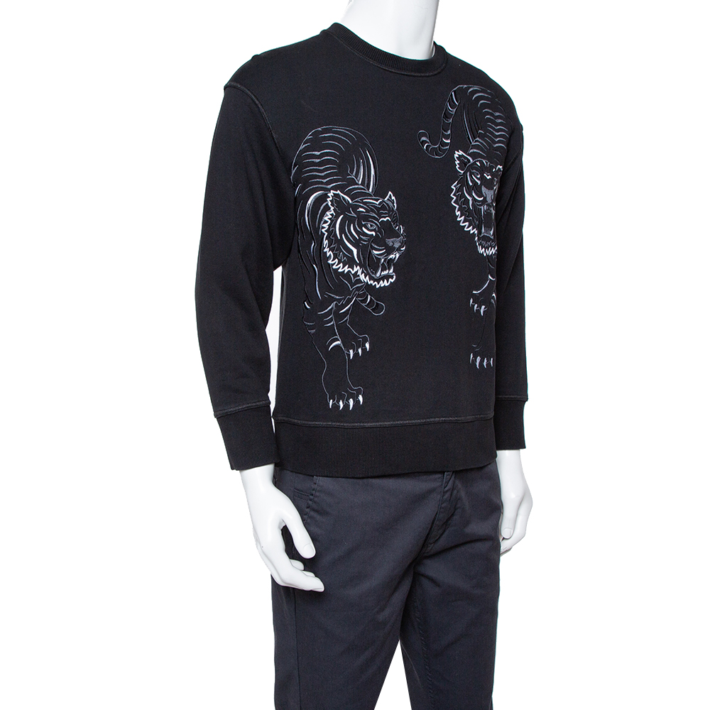 

Kenzo Black Knit Tiger Embroidered Crewneck Sweatshirt