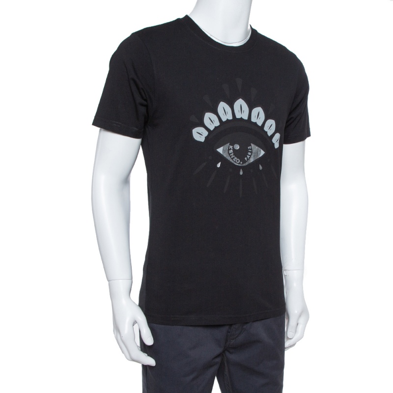 

Kenzo Black Eye Print Cotton Crew Neck T-Shirt