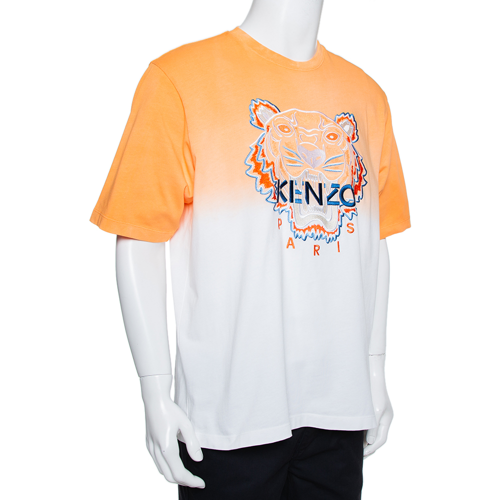 

Kenzo Two Tone Tiger Embroidered Cotton Oversized T-Shirt, Orange