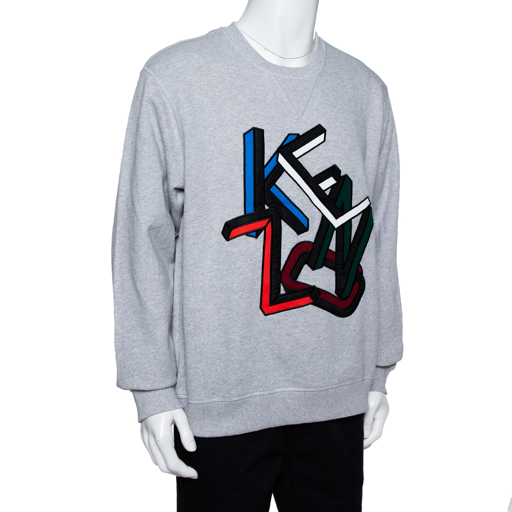

Kenzo Grey Cotton Letter Crewneck Sweatshirt