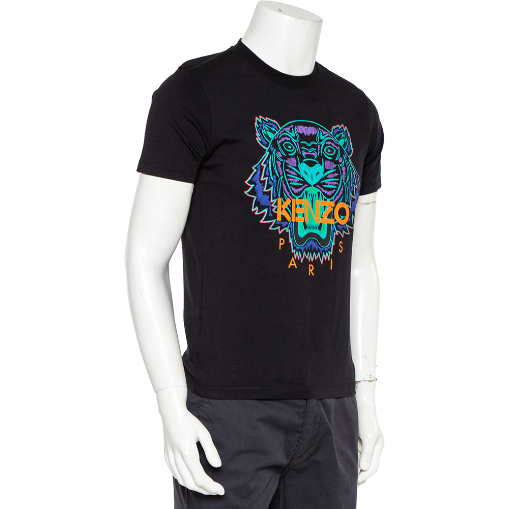 

Kenzo Black Tiger Printed Cotton Holiday Capsule T-Shirt