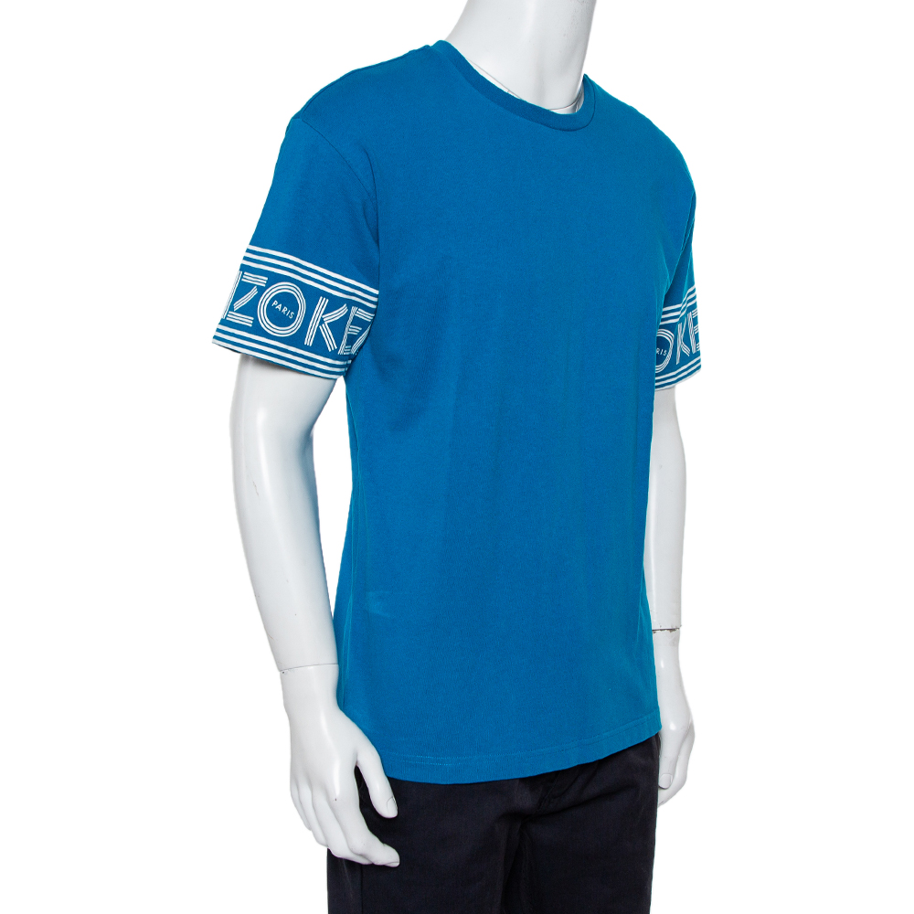 

Kenzo Blue Cotton Logo Print Detail Crewneck T-Shirts
