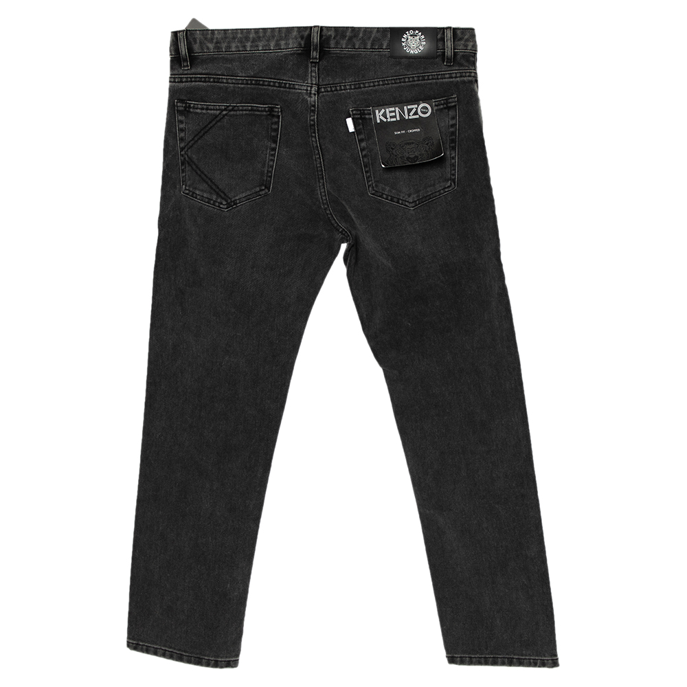 

Kenzo Charcoal Grey Denim Cropped Slim Fit Jeans