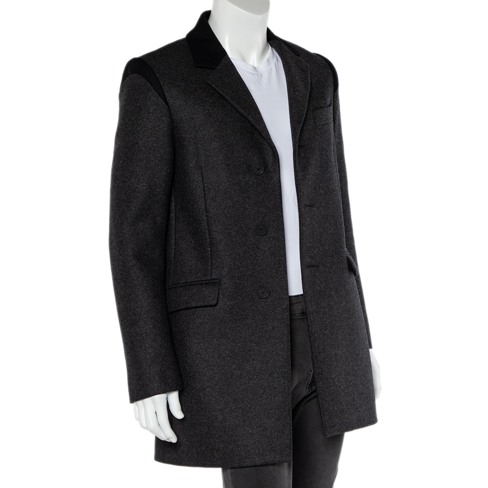 

Kenzo Charcoal Grey Wool Button Front Mid Length Coat