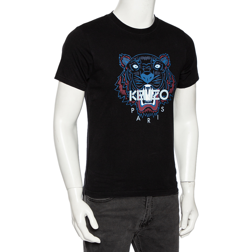 

Kenzo Black Tiger Printed Cotton Jersey T-Shirt