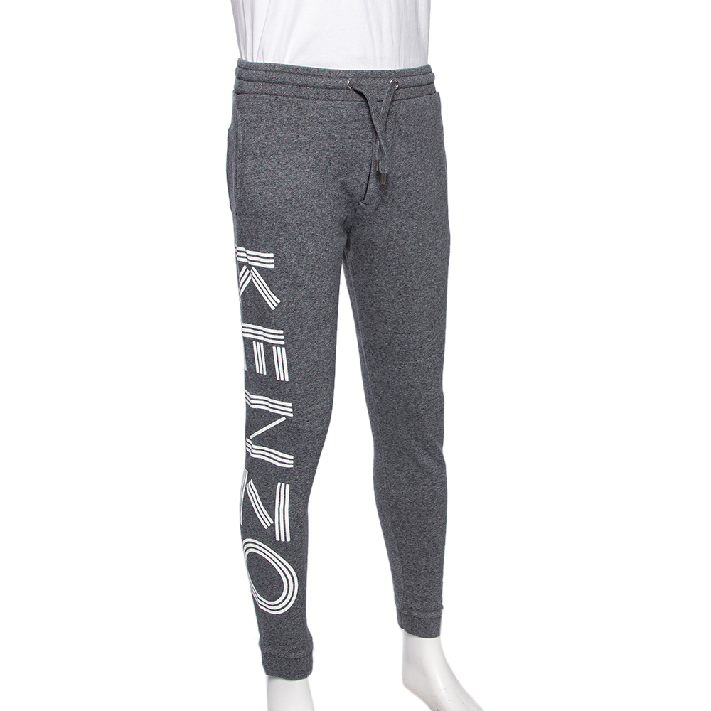 

Kenzo Grey Logo Printed Knit Elasticized Waist Joggers