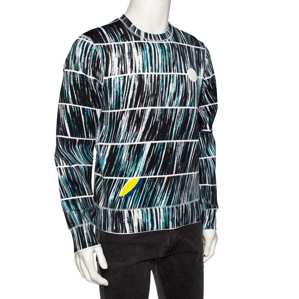 

Kenzo Black & Blue Wave Printed Neoprene Long Sleeve Sweatshirt