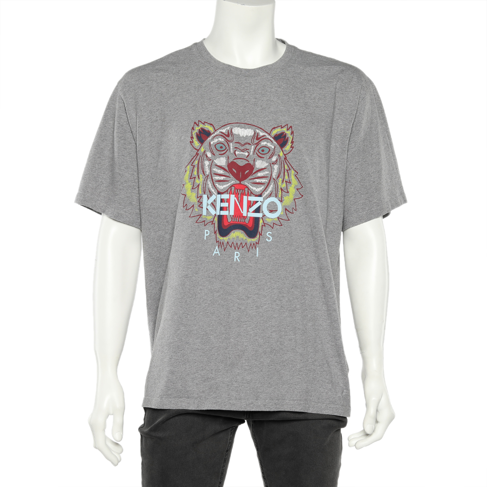 

Kenzo Grey Tiger Printed Cotton Crewneck T-Shirt