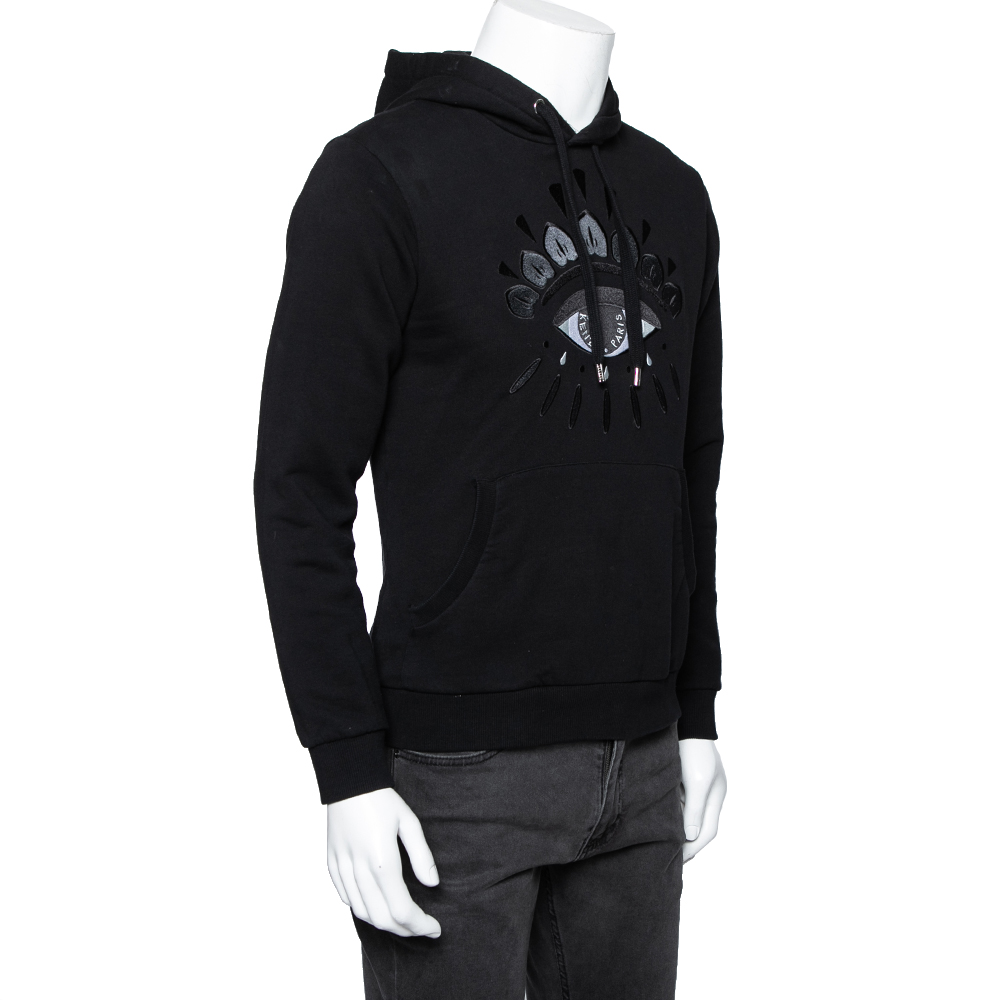 

Kenzo Black Cotton Eye Embroidered Knit Oversized Hoodie