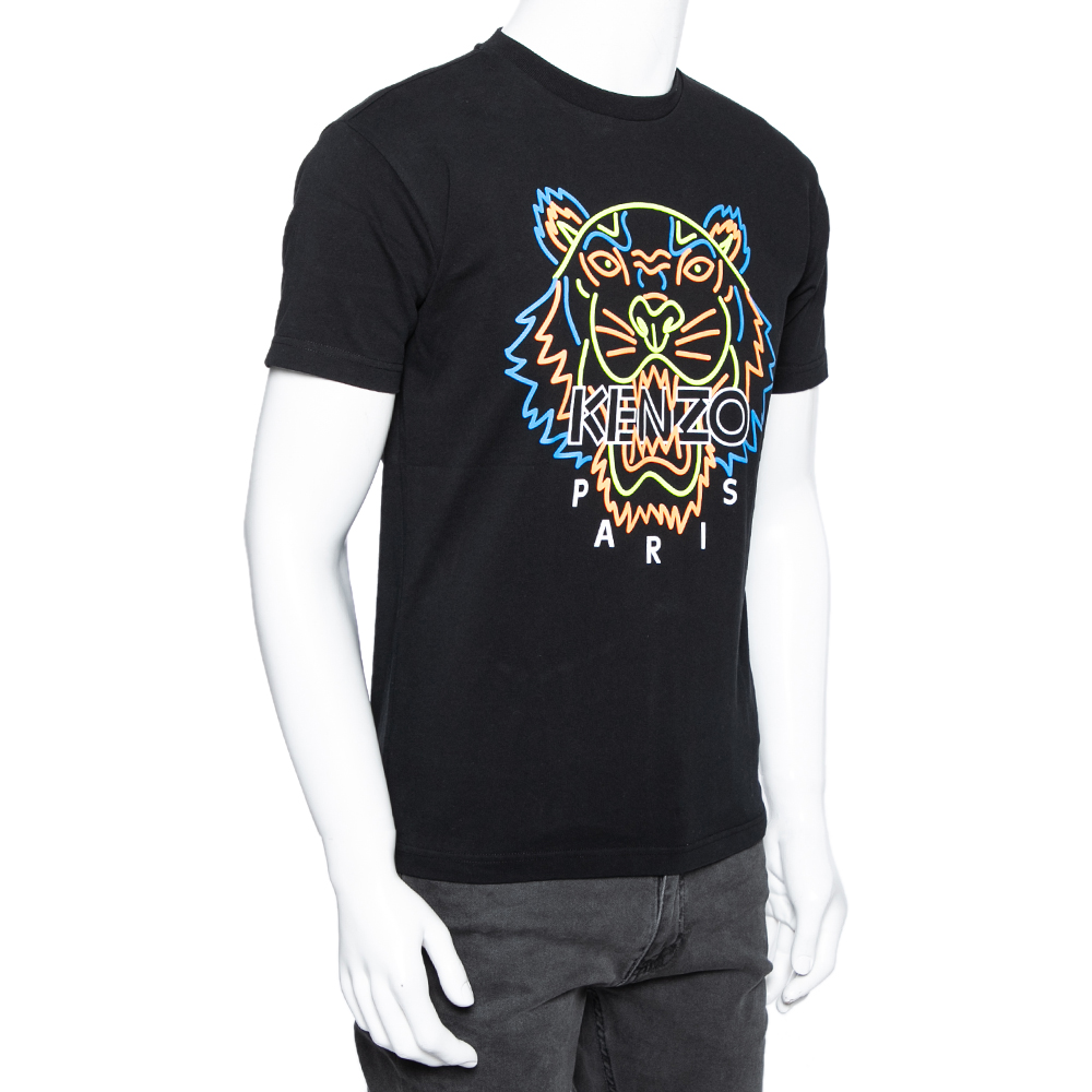 

Kenzo Black Cotton Tiger Printed Crew Neck Short Sleeve T-Shirt