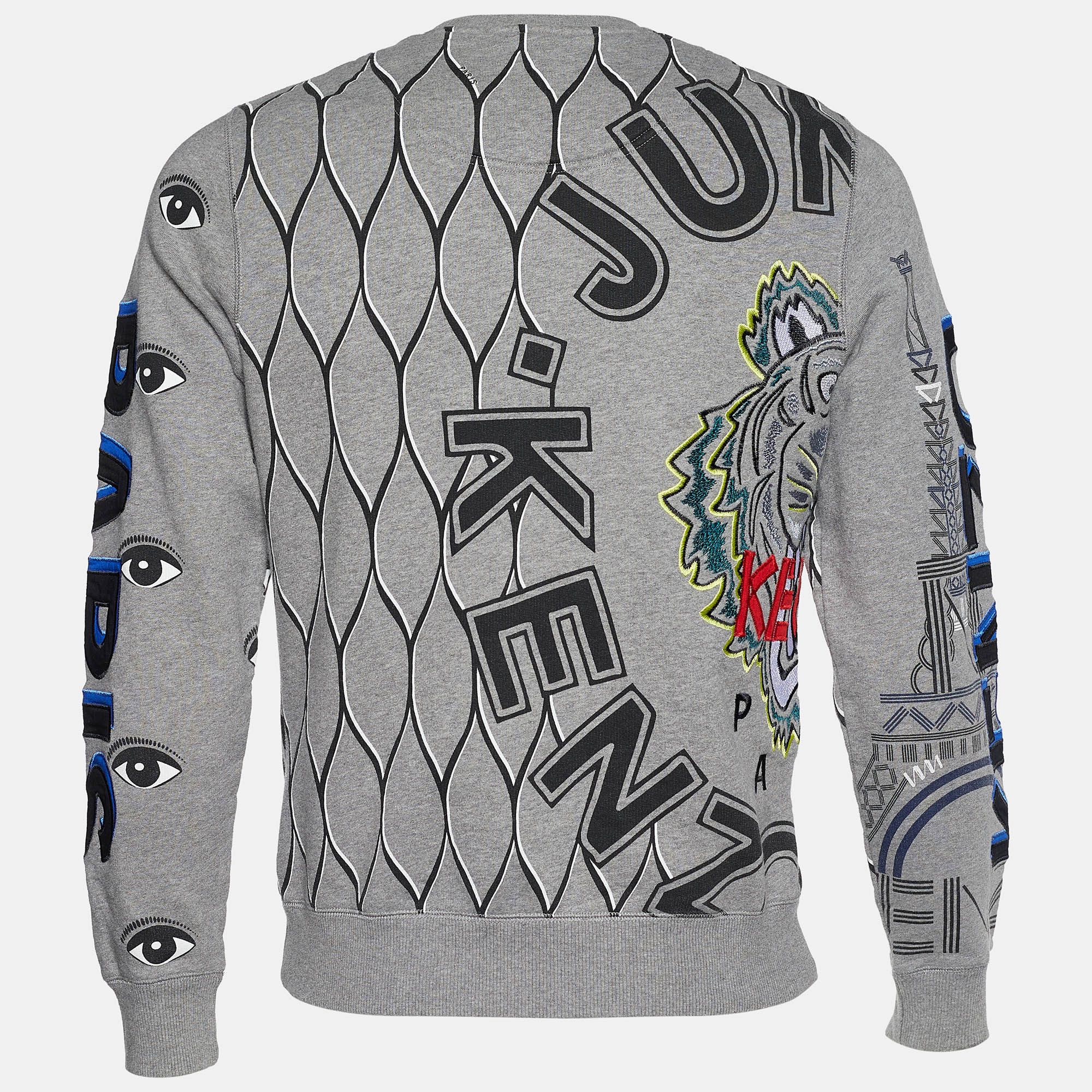 

Kenzo Grey Cotton Multi Icon Detail Embroidered Sweatshirt
