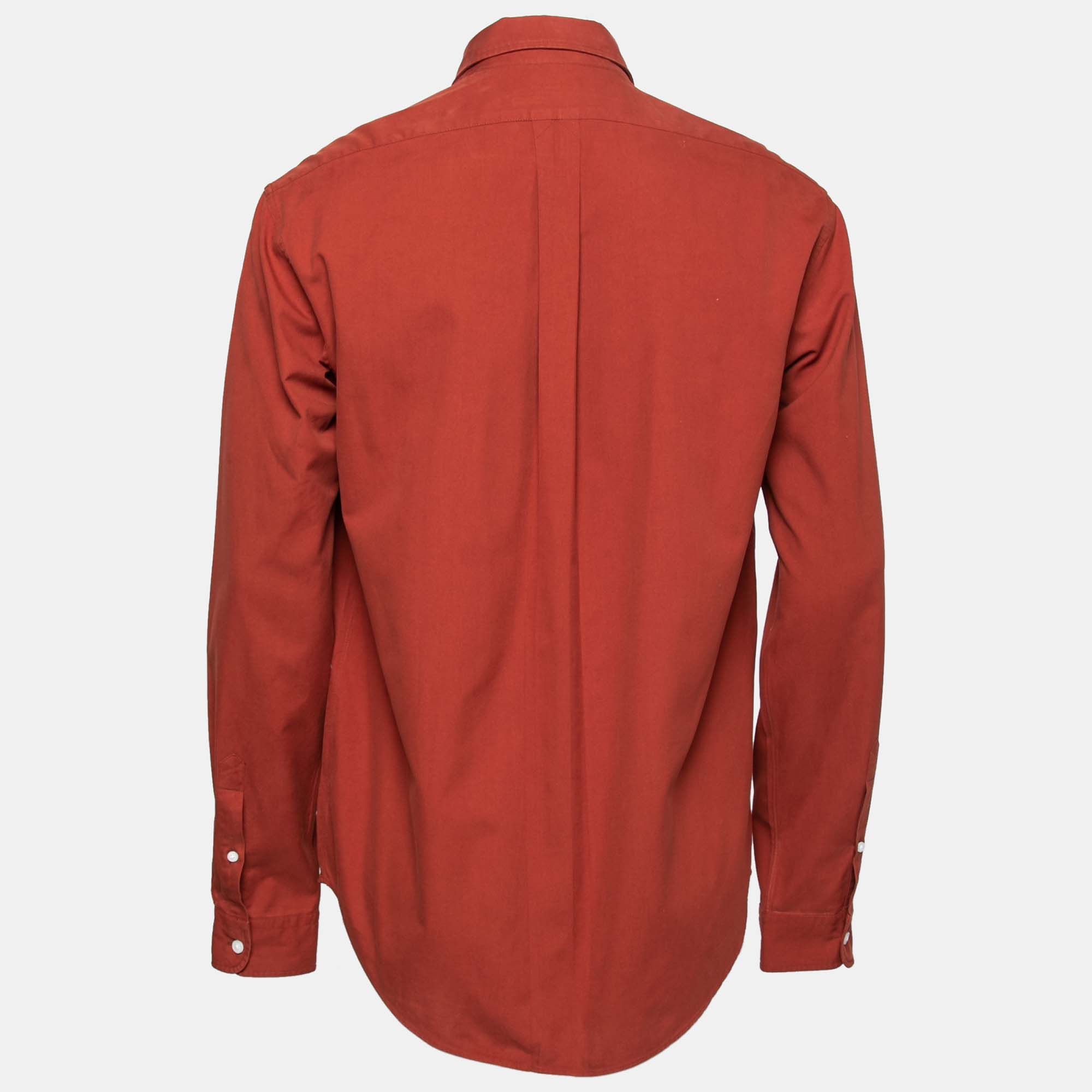 

Kenzo Brown Cotton Tiger Embroidered Button Front Long Sleeve Shirt