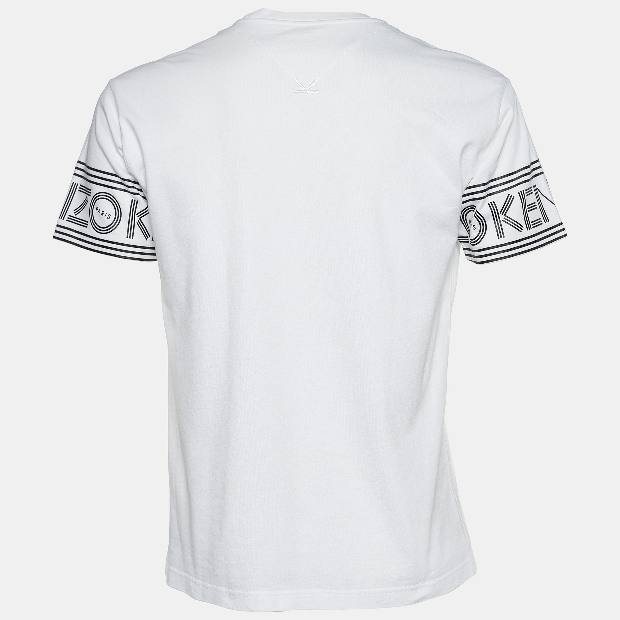 

Kenzo White Jersey Logo Cuff Print T-Shirt