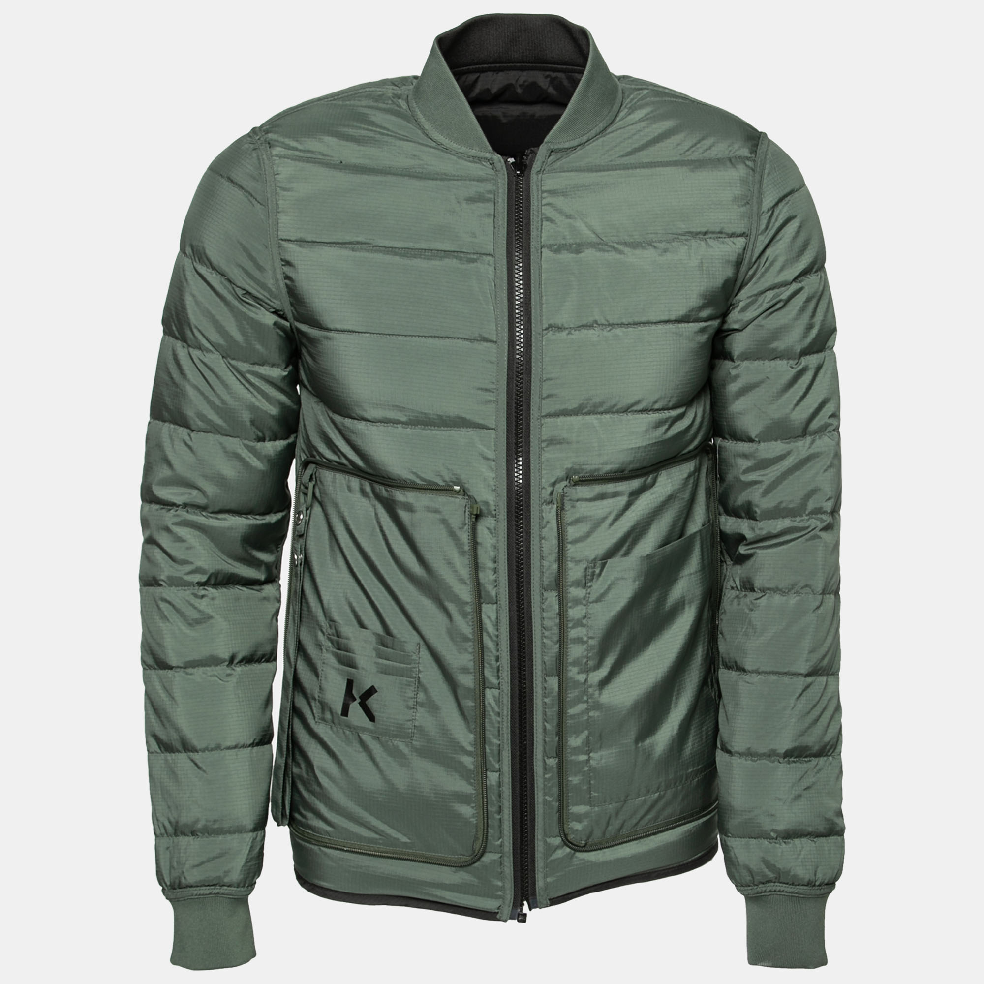 

Kenzo Green & Black Synthetic Reversible Puffer Jacket