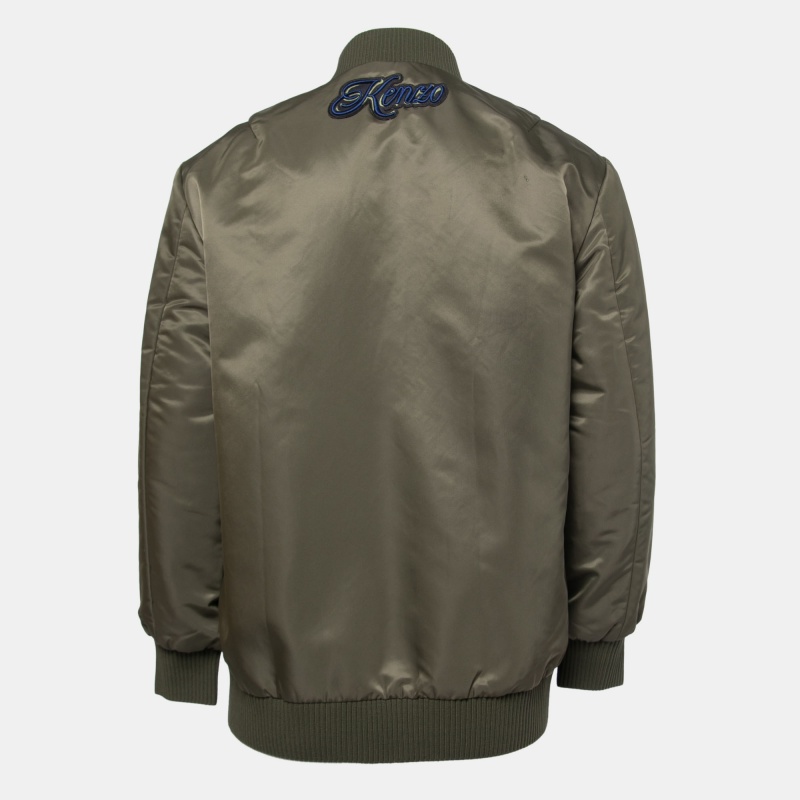 

Kenzo Green Synthetic Multi-Pocket Bomber Jacket