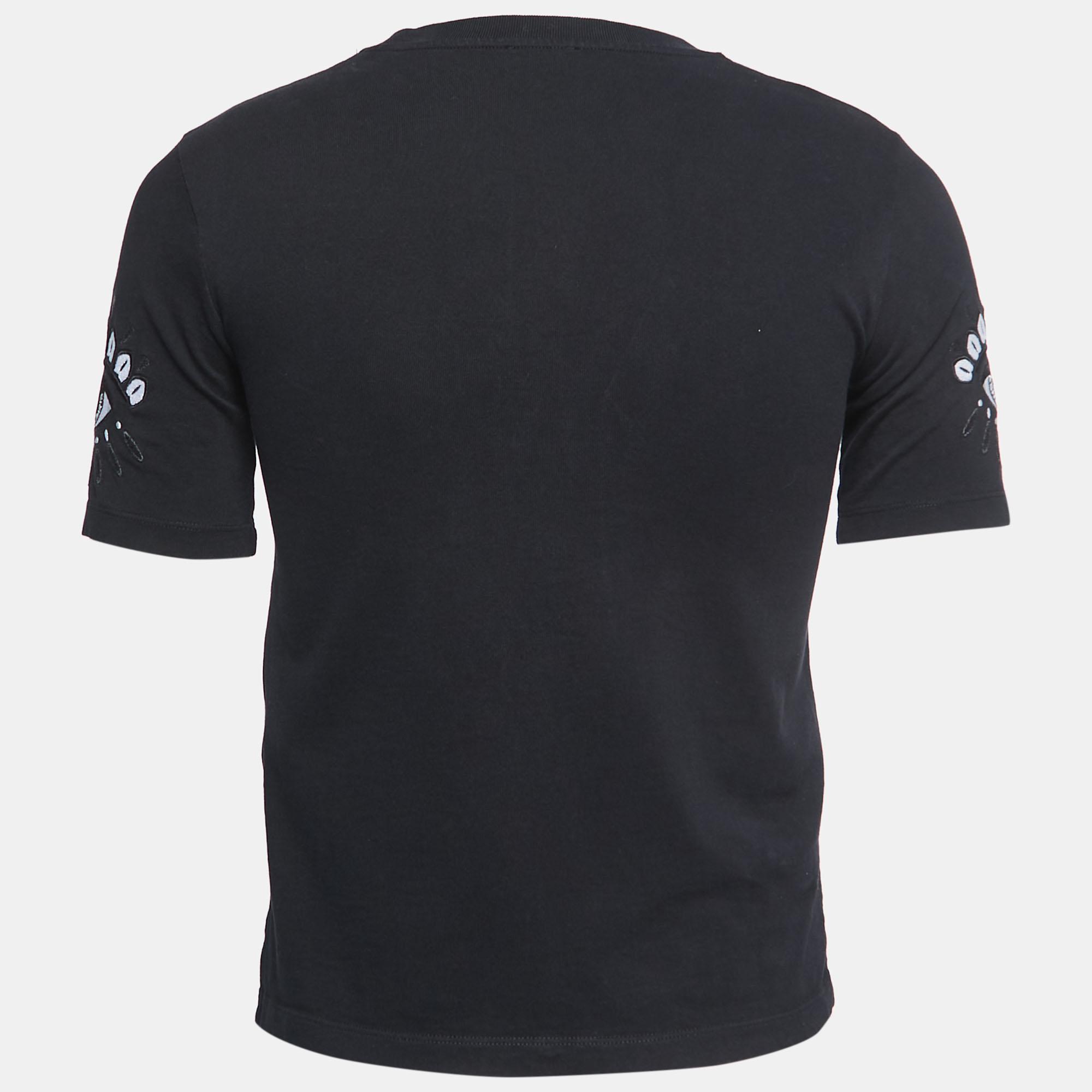 

Kenzo Black Eye Embroidered Cotton Crew Neck Half Sleeve T-Shirt
