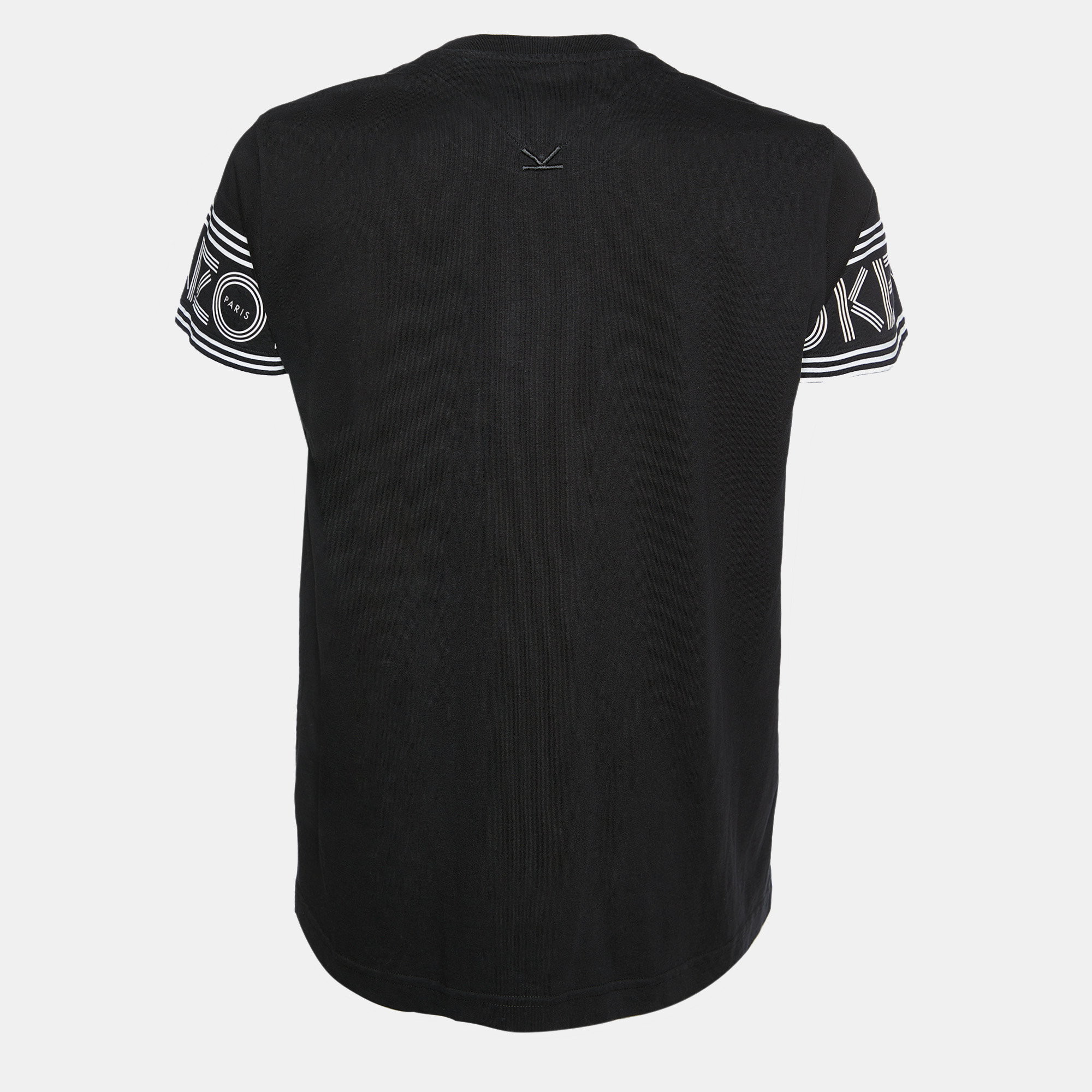 

Kenzo Black Cotton Knit Logo Cuff Printed T-Shirt