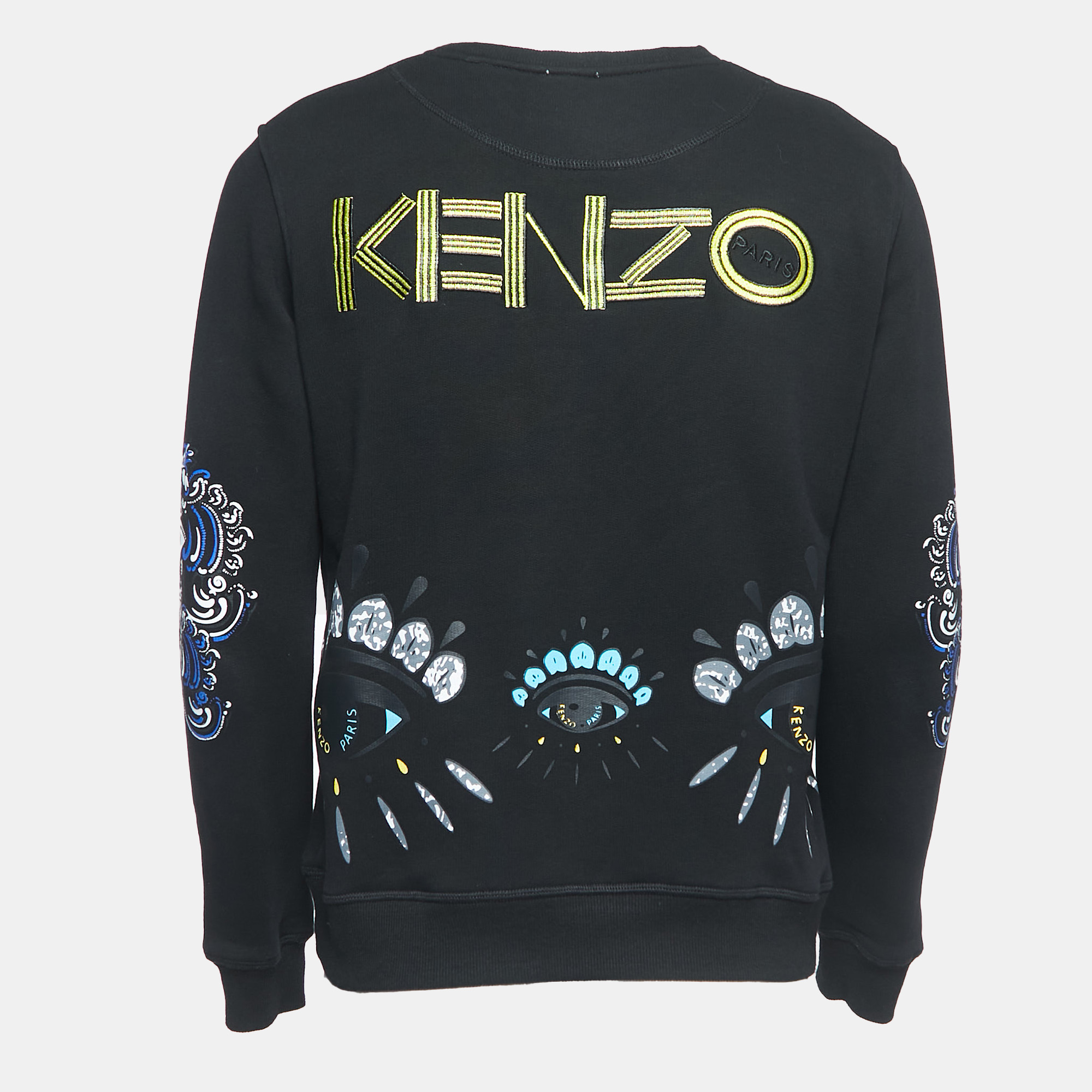 

Kenzo Black Logo Embroidered Cotton Zip Detail Sweatshirt
