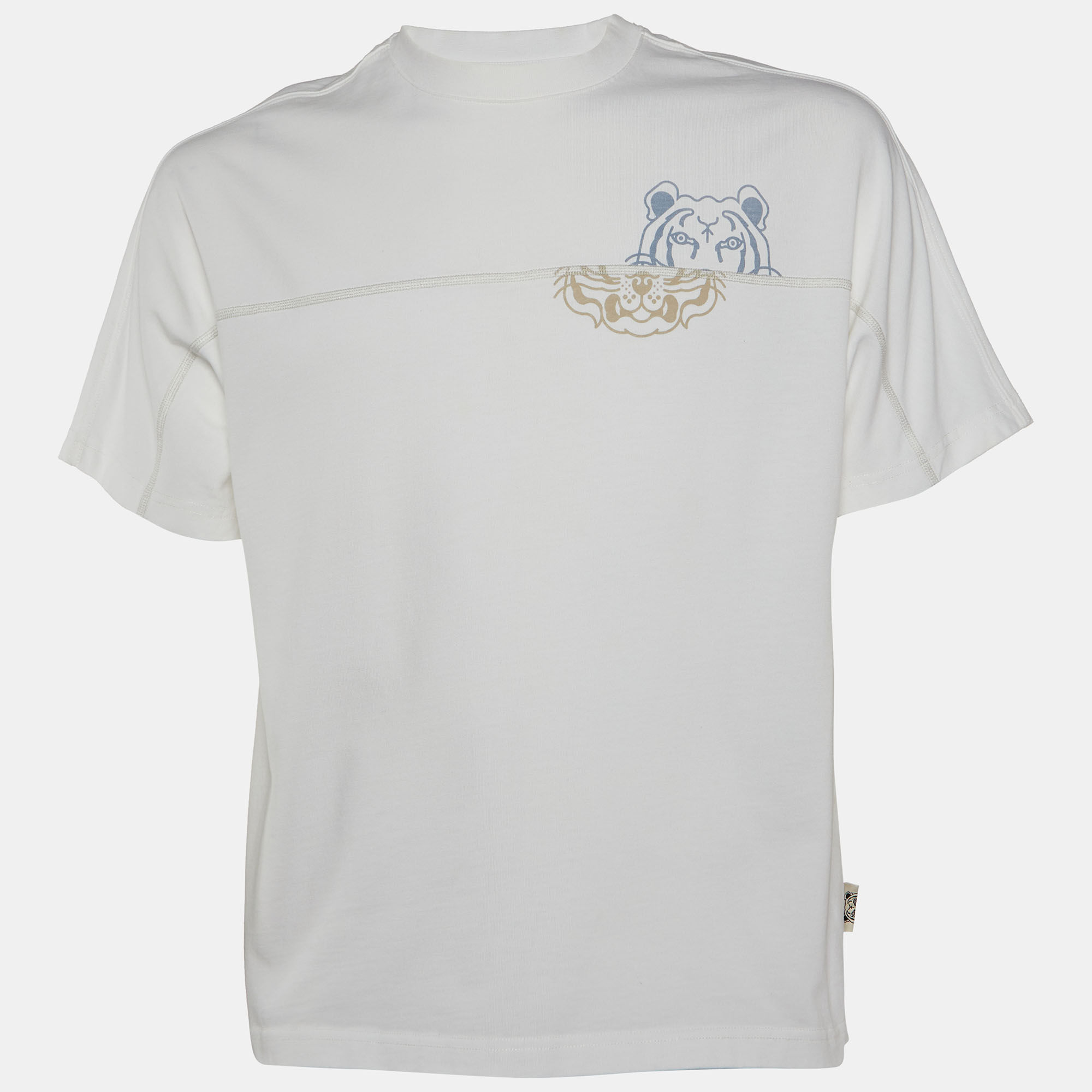 Pre-owned Kenzo White Logo Print Cotton Oversized T-shirt M