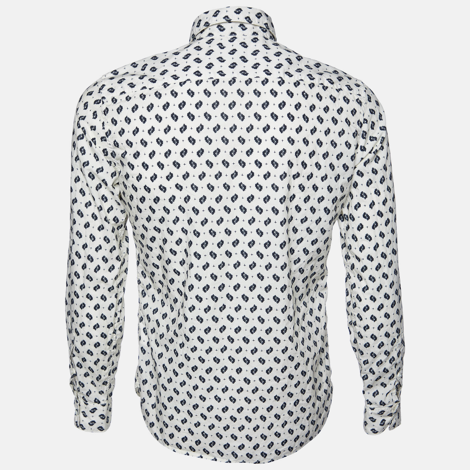 

Kenzo White Ikat Print Cotton Slim Fit Long Sleeve Shirt