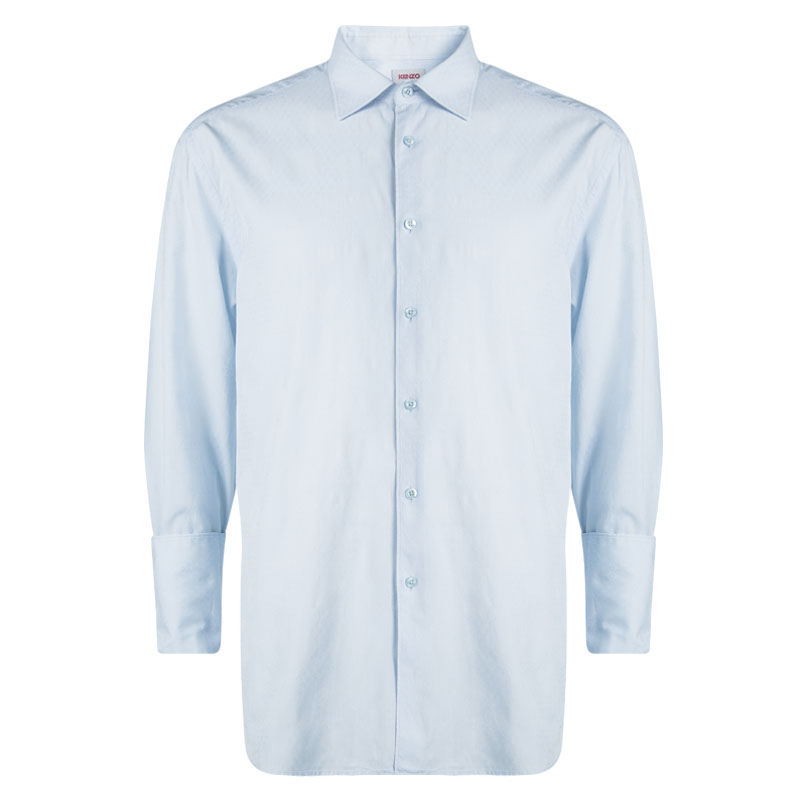 

Kenzo Blue Textured Paisley Motif Cotton Comfort Fit Long Sleeve Shirt 4XL