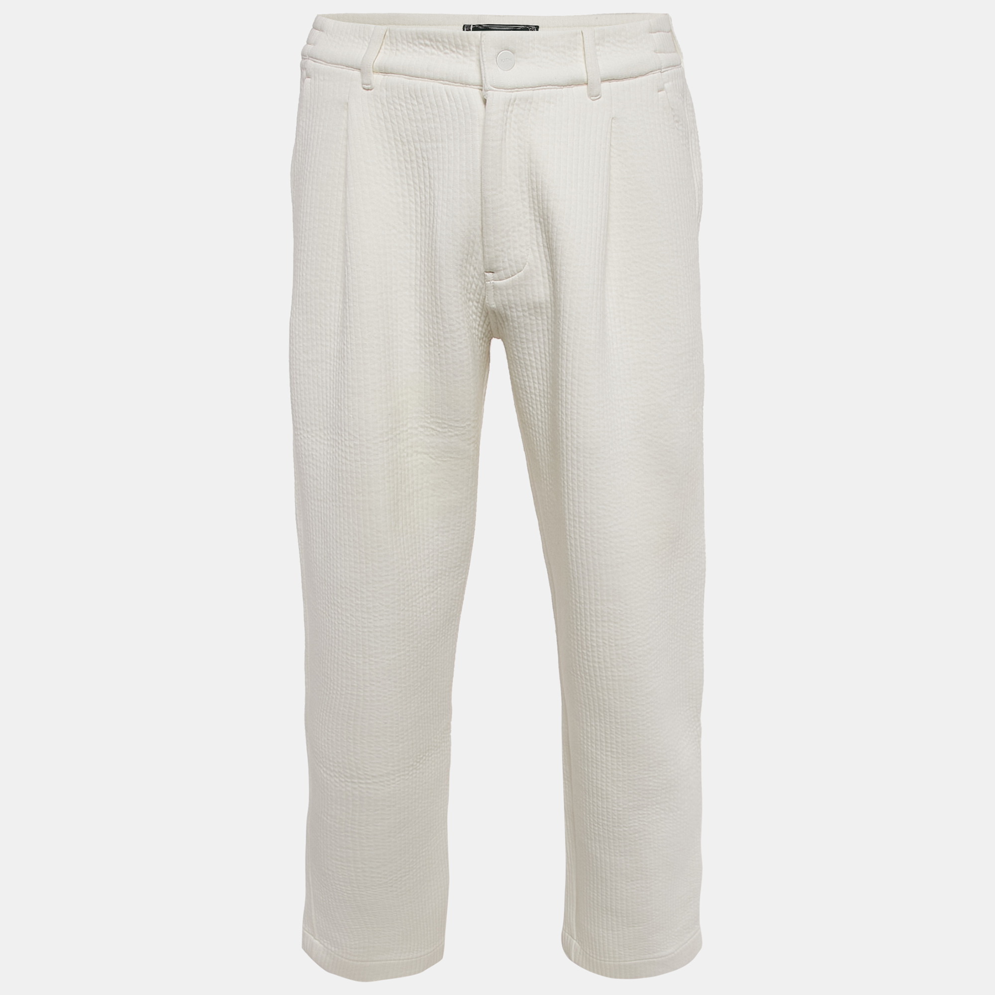 

Kith White Rib Knit Pleated Trousers S