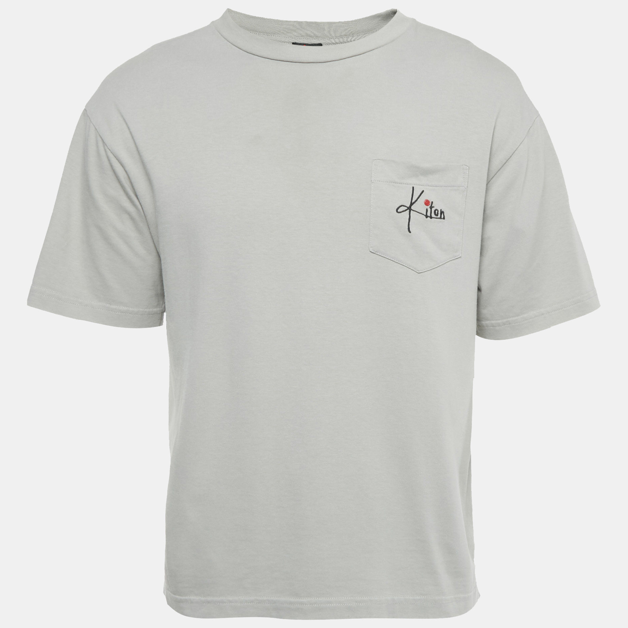 

Kiton Grey Logo Embroidery Cotton Crew Neck T-Shirt S