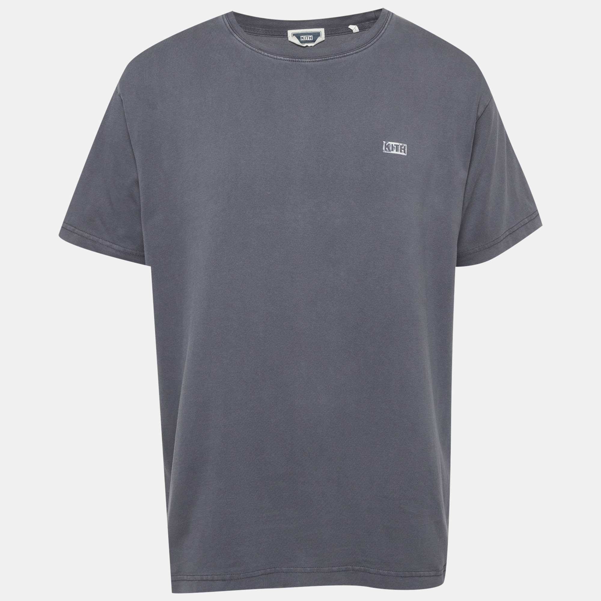 

Kith Grey Logo Print Jersey Crewneck T-Shirt L