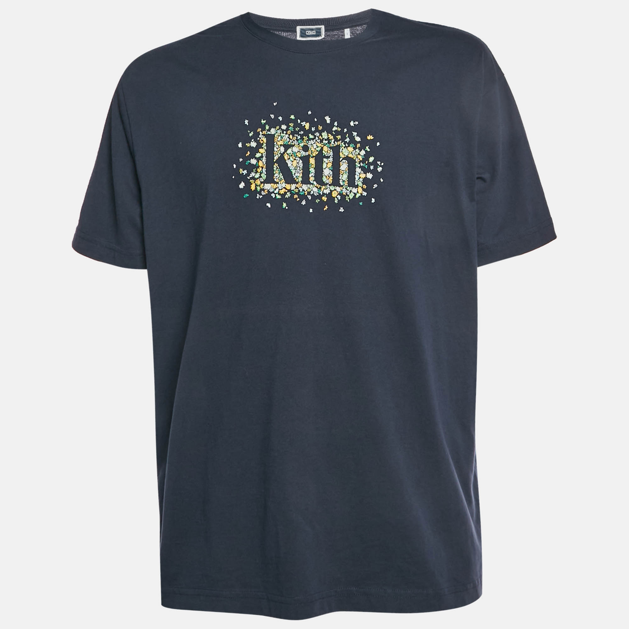 

Kith Navy Blue Logo Graphic Print Jersey Meadow Serif T-Shirt L