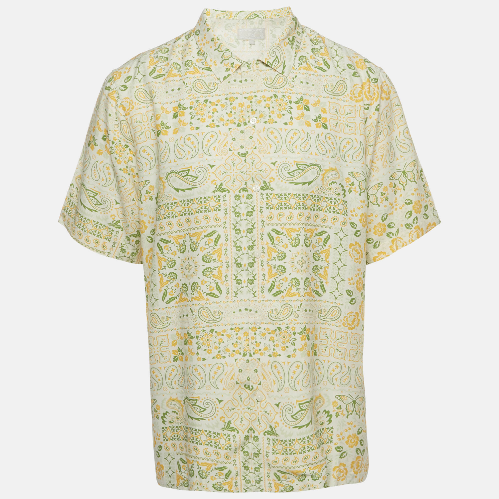 

Kith White Paisley Print Silk Blend Thompson Camp Collar Shirt XL