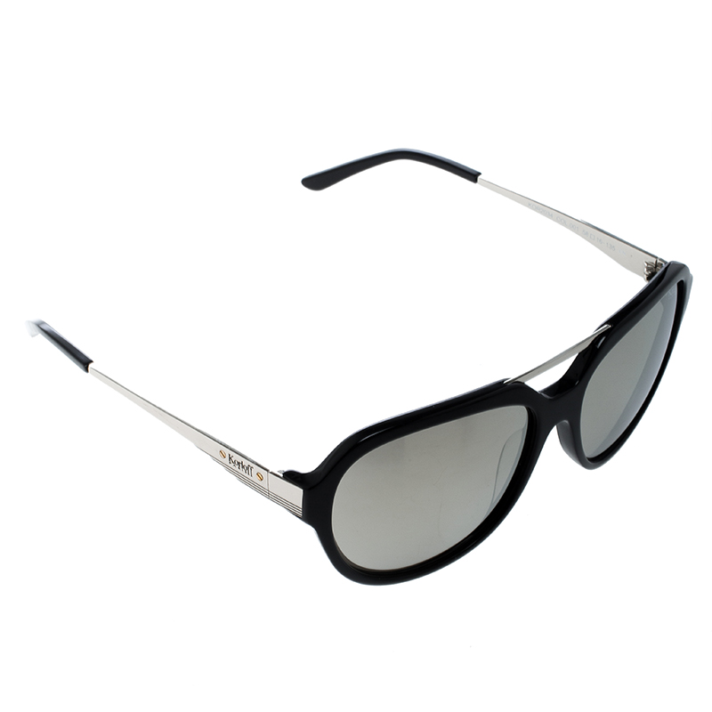 Korloff Black Silver Mirror KOR2034 Aviator Sunglasses