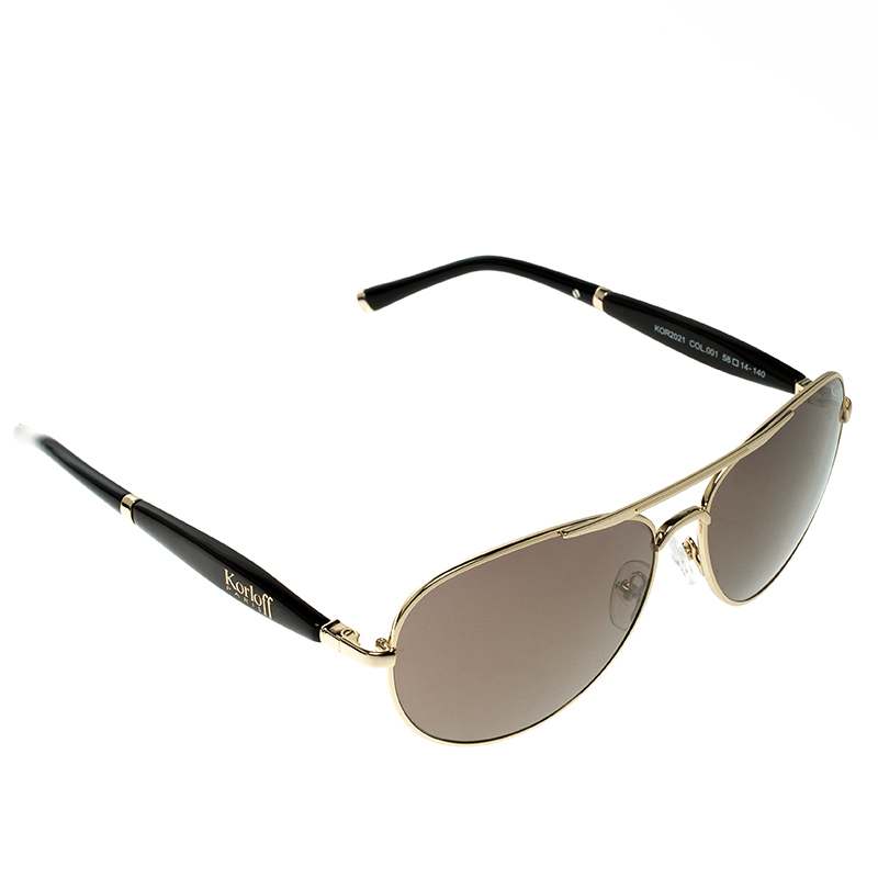 Korloff Gold/Gold KOR2021 AViator Sunglasses