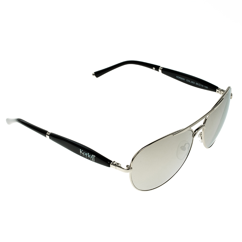 Korloff Silver/Silver Mirrored KOR2021Aviator Sunglasses