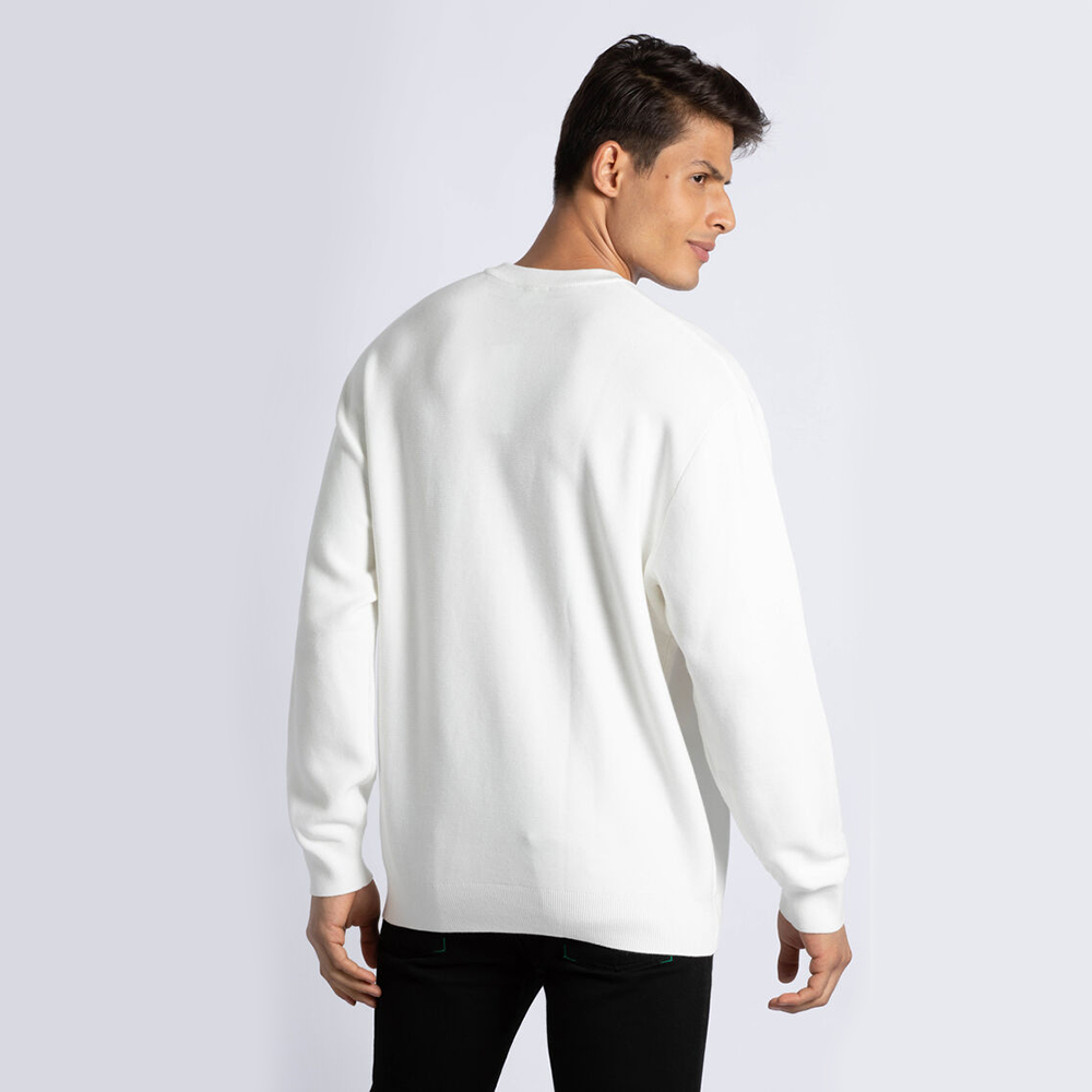 

Lacoste White Crew Neck Lacoste Embroidery Cotton Sweater  (Available for UAE Customers Only