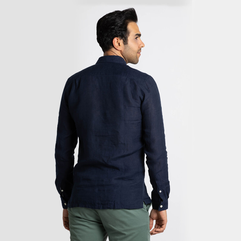 

Lacoste Blue Regular Fit Linen Long Sleeve Shirt  (Available for UAE Customers Only