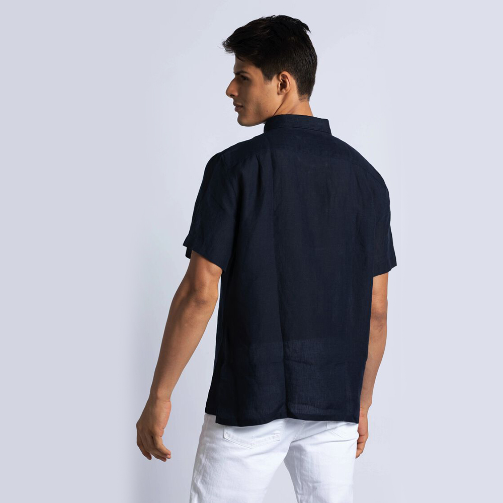 

Lacoste Blue Regular Fit Linen Short Sleeve Shirt  (Available for UAE Customers Only