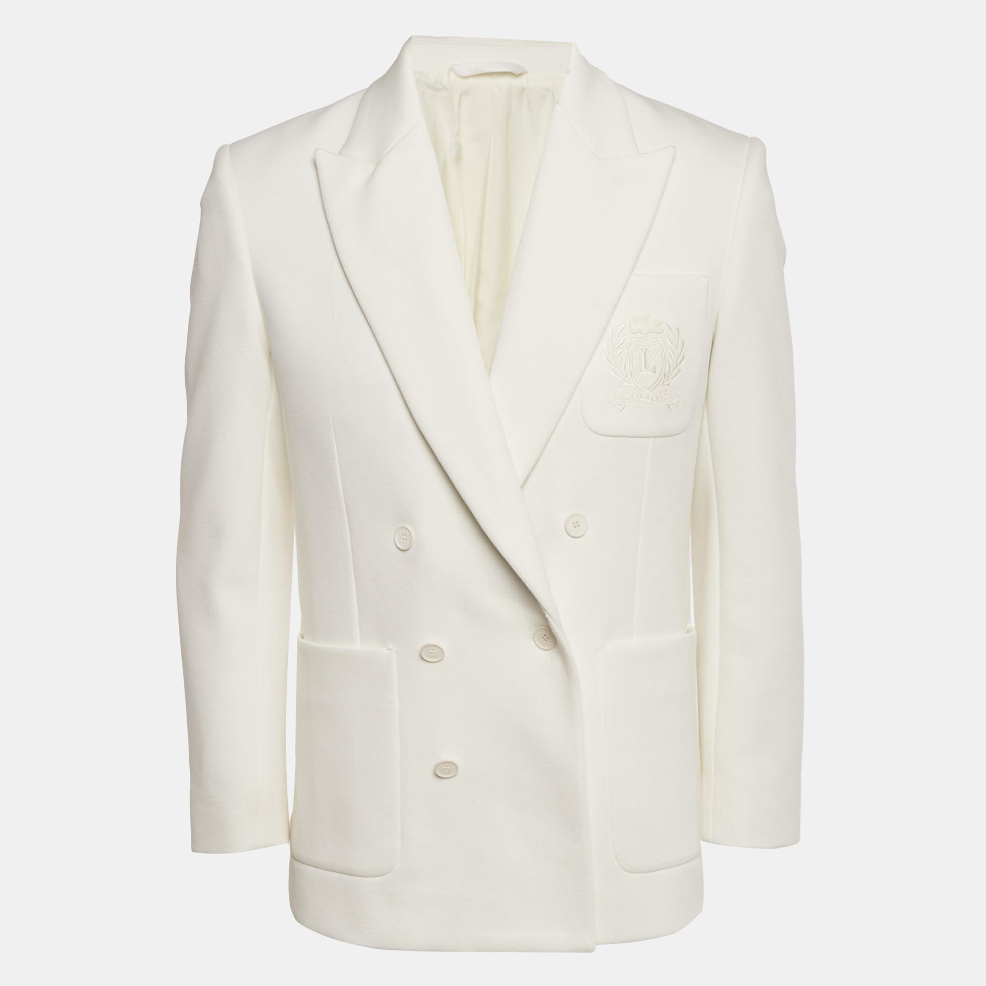 

Lacoste White Gabardine Logo Embroidered Blazer S