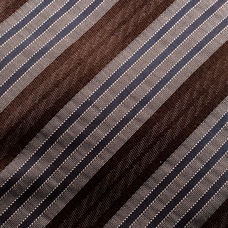 Pre-owned Lanvin Brown And Grey Diagonal Striped Silk Tie