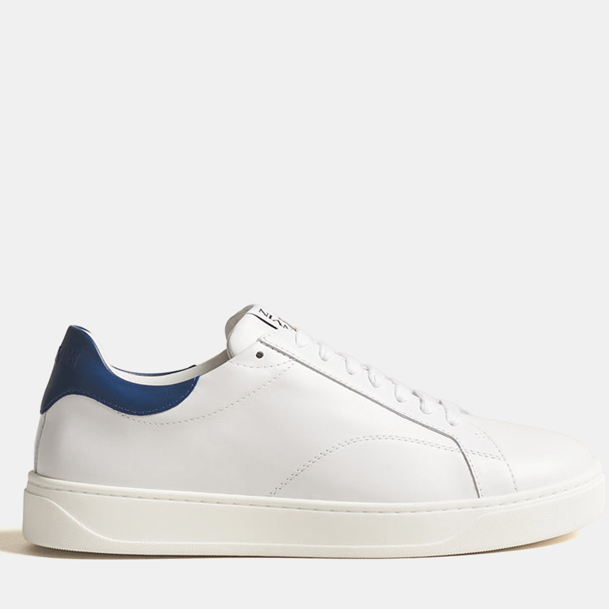 

Lanvin Leather Sneaker in White/ Dark Blue Size