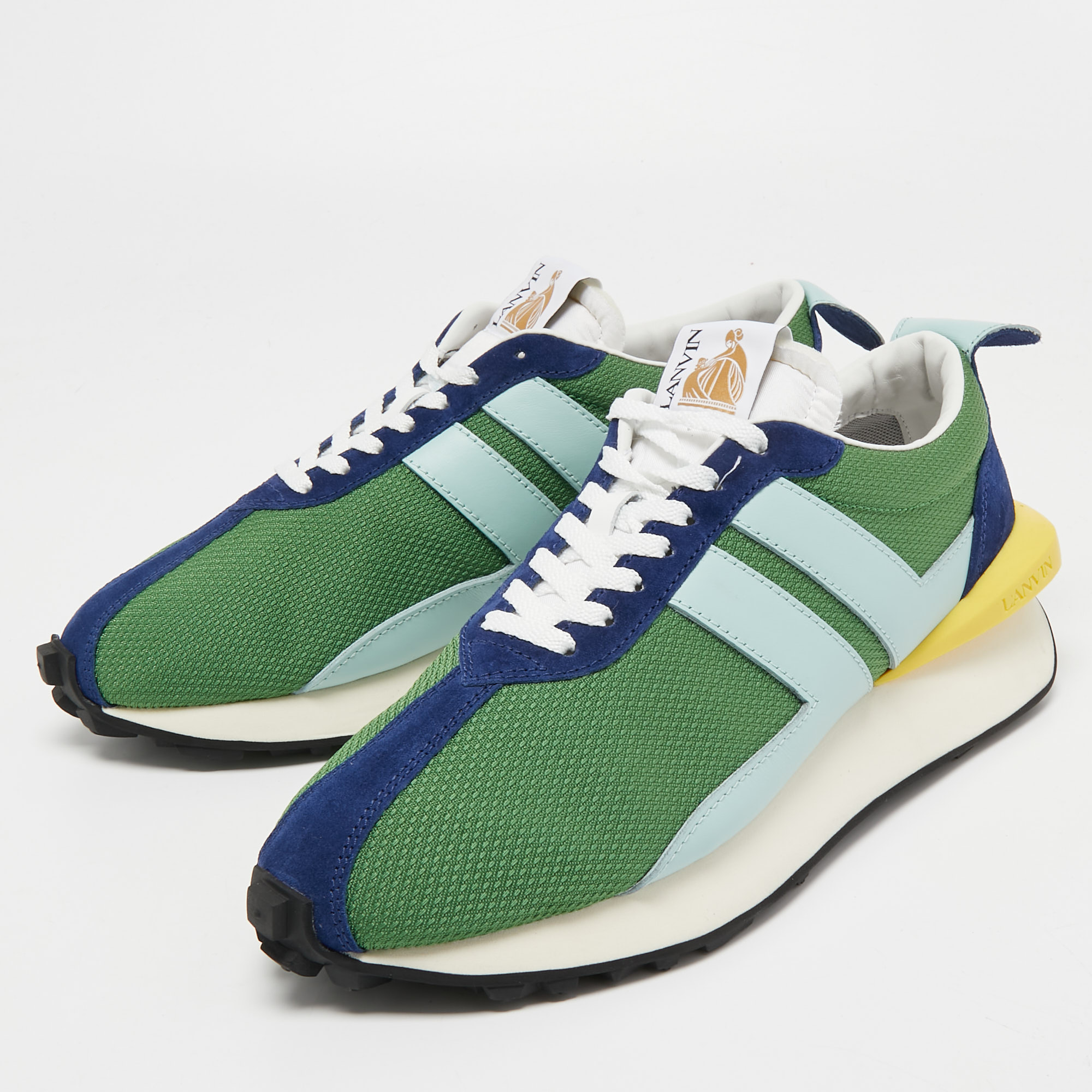 

Lanvin Tricolor Mesh and Leather Bumper Sneakers Size, Green