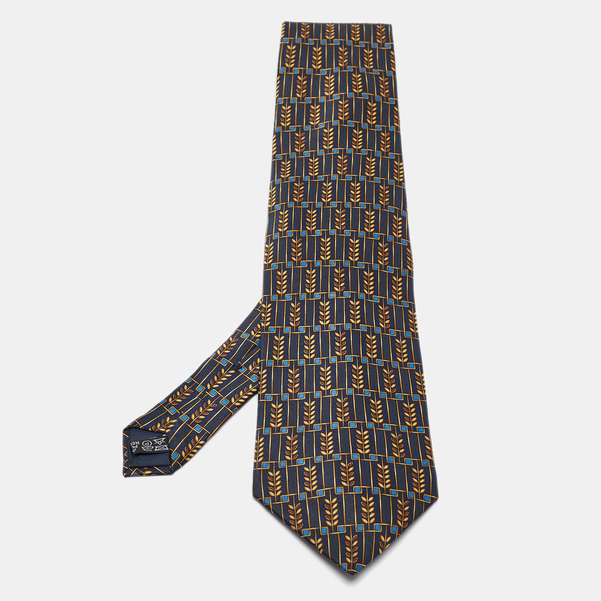 

Lanvin Navy Blue Printed Satin Silk Traditional Tie