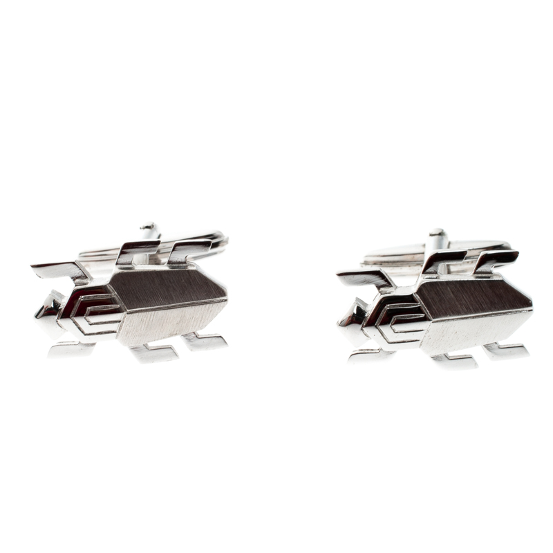 Pre Owned Lanvin Beetle Silver Tone Cufflinks