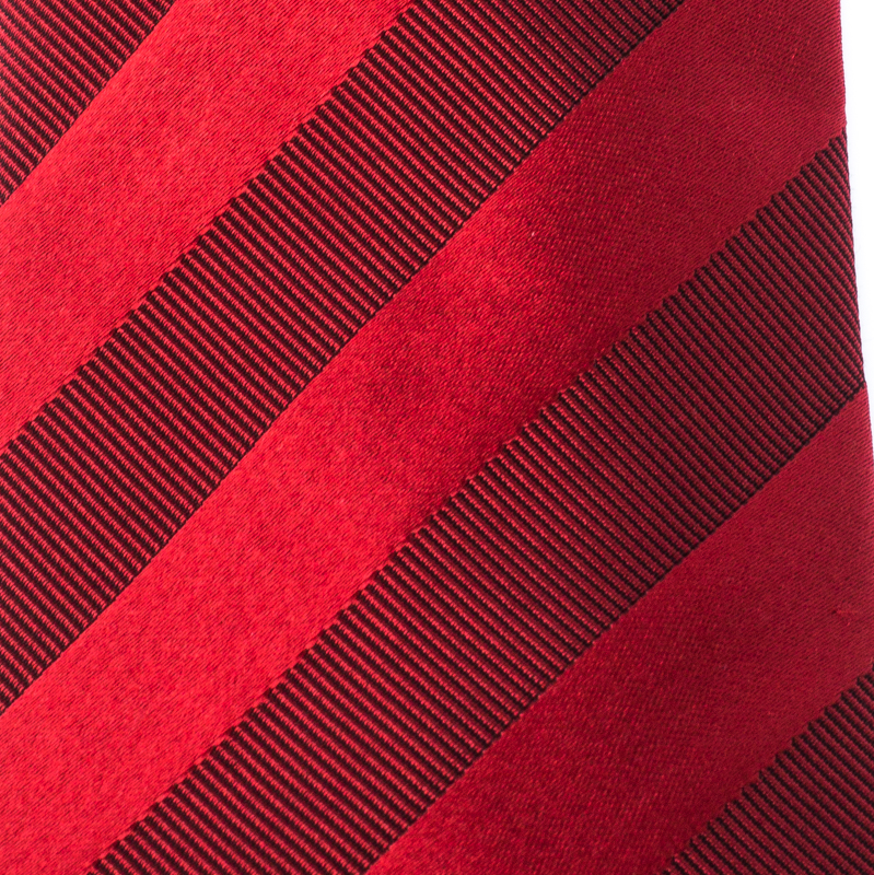 

Lanvin Red Diagonal Striped Silk Tie