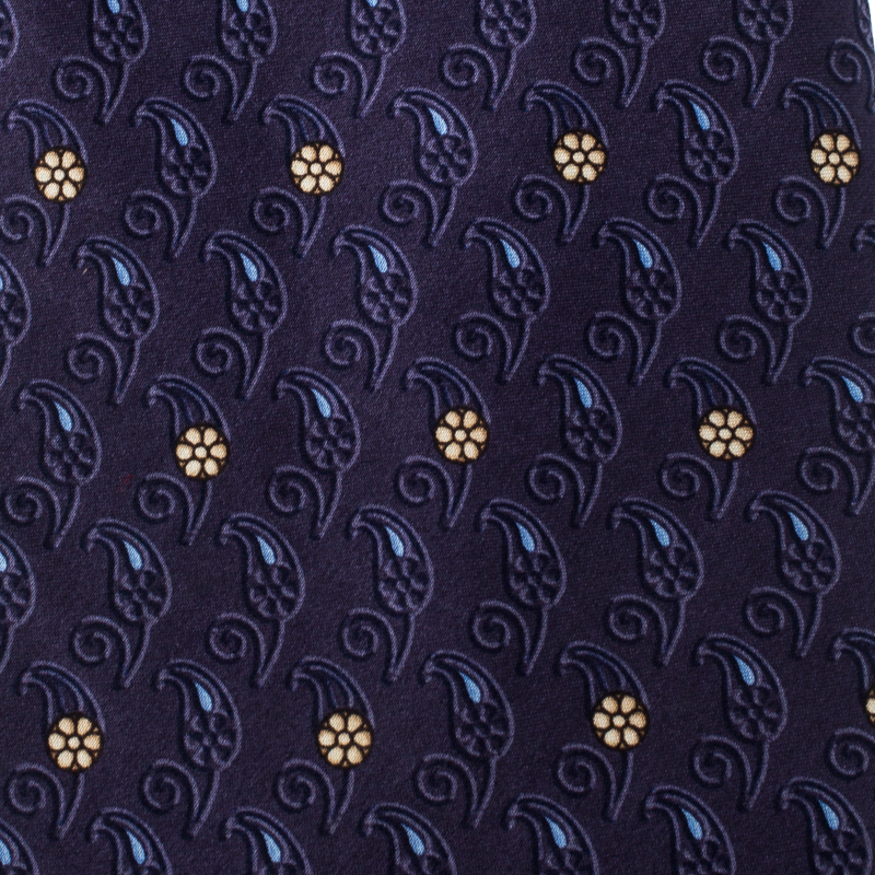 

Lanvin Purple Floral Paisley Printed Silk Tie