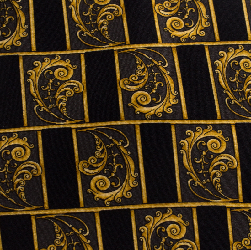 

Lanvin Vintage Black and Gold Baroque Print Silk Tie
