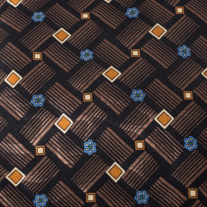 

Lanvin Vintage Brown Printed Silk Traditional Tie