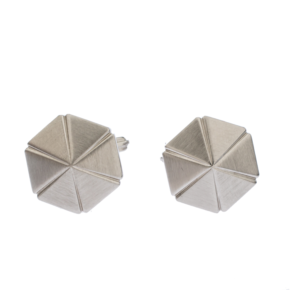 Pre Owned Lanvin SIlver Tone Hexagonal Cufflinks