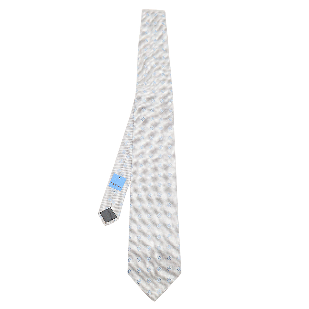 

Lanvin Grey Floral Silk Jacquard Tie